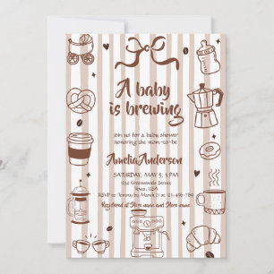 Invitation Thème de café Baby Brewing Latte Fille Baby Shower