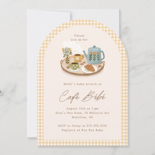 Invitation Thème de café Café Bébé pour Baby Shower (Devant)