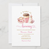 Invitation Thème de café rose moderne Latte Baby Shower (Devant)
