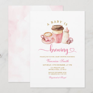 Invitation Thème de café rose moderne Latte Baby Shower