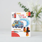 Invitation Thème de camion de pompiers pour la célébration d' (Debout devant)