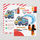 Invitation Thème de camion de pompiers pour la célébration d' (Devant / Derrière)