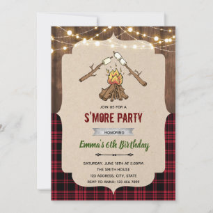 Invitation Thème de camp rustique smore