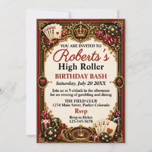 Invitation Thème de casino Fête d'anniversaire Nuit de Vegas