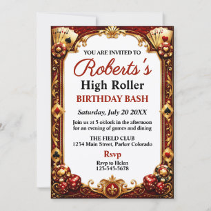 Invitation Thème de casino Fête d'anniversaire Nuit de Vegas