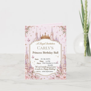 Invitation Thème de Château de Princesse Bal d'Anniversaire R