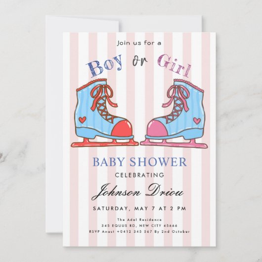 Invitation Thème de chaussures de bébé à l'aquarelle | Baby S (Devant)