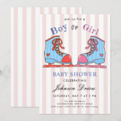 Invitation Thème de chaussures de bébé à l'aquarelle | Baby S (Devant / Derrière)