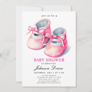 Invitation Thème de chaussures de bébé à l'aquarelle Baby S