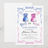 Invitation Thème de chaussures de bébé à l'aquarelle | Baby S (Devant / Derrière)