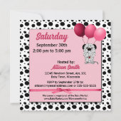 Invitation Thème de Chien de Dalmatie rose pour Baby shower f (Dos)