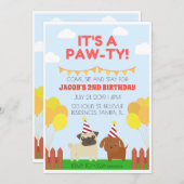 Invitation Thème de chien passionnant cool fête d'anniversair (Devant / Derrière)