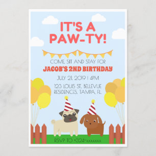 Invitation Thème de chien passionnant cool fête d'anniversair