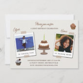 Invitation Thème de chocolat pour double photo d'anniversaire (Devant)