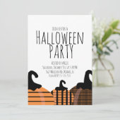 Invitation Thème de citrouille d'Halloween pour fête d'annive (Debout devant)