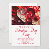 Invitation Thème de coeur de la Saint Valentin (Devant / Derrière)