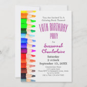 Invitation Thème de coloriage Rainbow Pencils Fête des enfant (Devant)