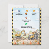 Invitation Thème de construction amusant pour l'anniversaire (Dos)