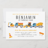 Invitation Thème de construction Anniversaire de la fête du c (Devant)