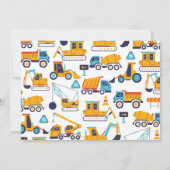 Invitation Thème de construction Anniversaire de la fête du c (Dos)