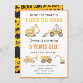 Invitation Thème de construction Anniversaire de la fête du c (Devant / Derrière)