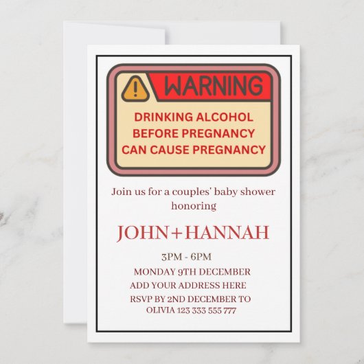 Invitation Thème de construction Couples Funny Baby shower co (Devant)