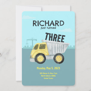Invitation Thème de construction Cute Kid's Birthday Party In