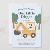 Invitation Thème de construction de deux ans Anniversaire fêt (Devant)