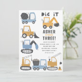 Invitation Thème de construction fête d'anniversaire (Debout devant)