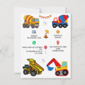 Invitation Thème de construction Fête d'anniversaire drôle po (Dos)