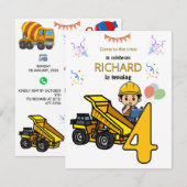 Invitation Thème de construction Fête d'anniversaire drôle po (Devant / Derrière)