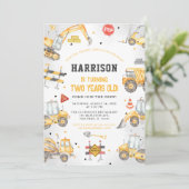 Invitation Thème de construction Truck Party Anniversaire (Debout devant)