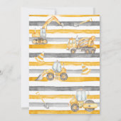 Invitation Thème de construction Truck Party Anniversaire (Dos)