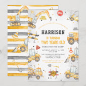 Invitation Thème de construction Truck Party Anniversaire (Devant / Derrière)