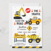 Invitation Thème de construction Truck Truck Anniversaire de  (Devant)