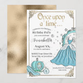 Invitation Thème de conte de fées Cendrillon illustré (Devant / Derrière)