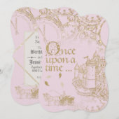 Invitation Thème de conte de fées Château Carrosse Paillettes (Devant / Derrière)