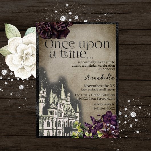 Invitation Thème de conte de fées de château gothique