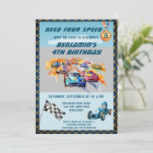 Invitation Thème de course automobile pour garçon 4ème annive (Debout devant)