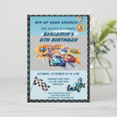 Invitation Thème de course automobile pour garçon pour un 6èm (Debout devant)