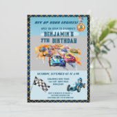 Invitation Thème de course automobile pour garçon pour un 7èm (Debout devant)