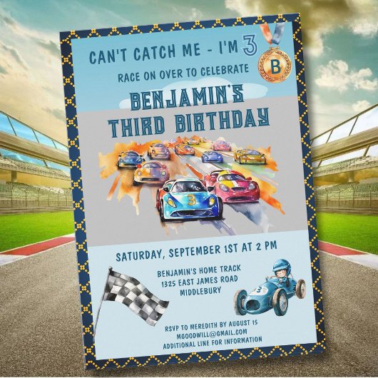 Invitation Thème de course automobile pour garçon pour un ann