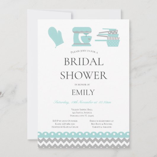 Invitation Thème de cuisine modifiable pour la douche de mari (Devant)