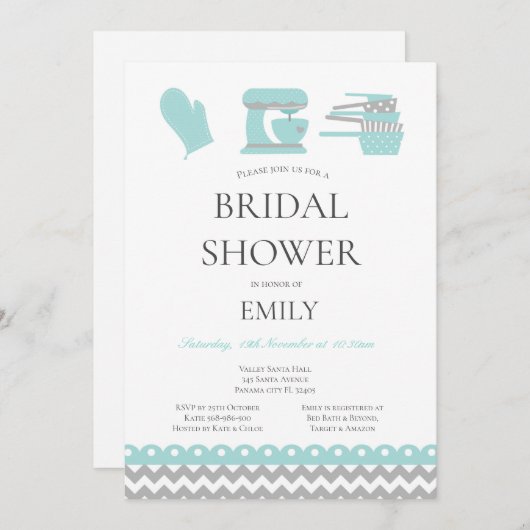 Invitation Thème de cuisine modifiable pour la douche de mari (Devant / Derrière)