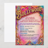 Invitation Thème de danse de fête de Bollywood vibrant (Devant / Derrière)