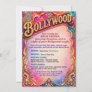 Invitation Thème de danse vibrant de film Bollywood