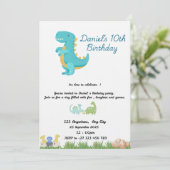 Invitation Thème de dinosaure bleu mignon (Debout devant)