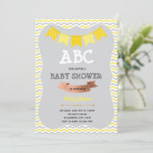 Invitation Thème de douche ABC gris et jaune (Debout devant)