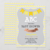 Invitation Thème de douche ABC gris et jaune (Devant / Derrière)