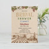 Invitation Thème de douche de mariée de vignoble rustique Inv (Debout devant)